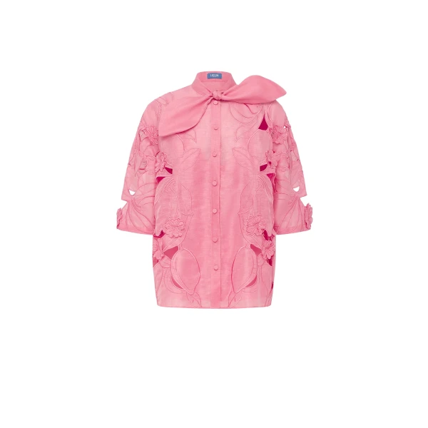 Leo Lin Brooklyn Appliqué Bow Puff Sleeve Top  - Leo Lin Dress - Australian Luxury Fashion - Shop at Luxury Shoes 
