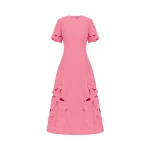 Leo Lin Caroline Appliqué Short Sleeve Midi Dress  - Leo Lin Dress - Australian Luxury Fashion - Shop at Luxury Shoes 