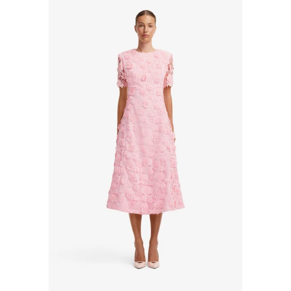 Leo Lin Caroline Lace Short Sleeves Midi Dress  - Leo Lin Dress - Australian Luxury Fashion - Shop at Luxury Shoes 