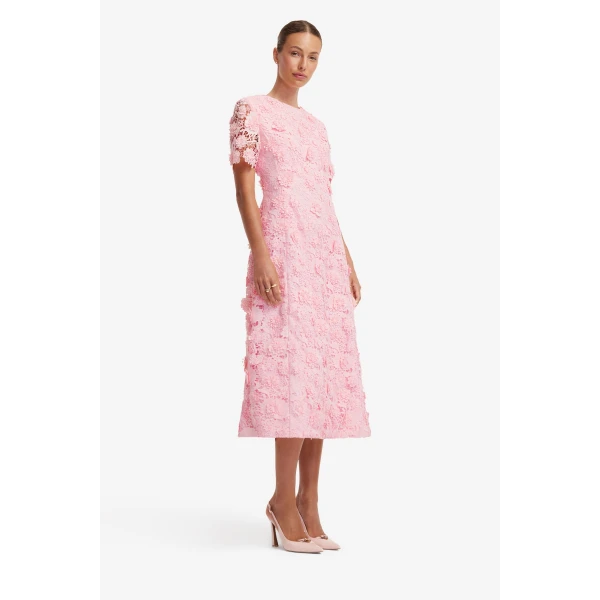 Leo Lin Caroline Lace Short Sleeves Midi Dress  - Leo Lin Dress - Australian Luxury Fashion - Shop at Luxury Shoes 