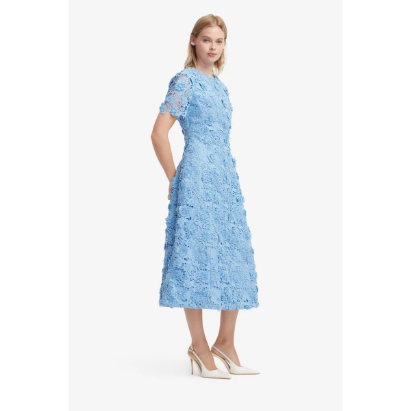 Leo Lin Caroline Lace Short Sleeves Midi Dress  - Leo Lin Dress - Australian Luxury Fashion - Shop at Luxury Shoes 