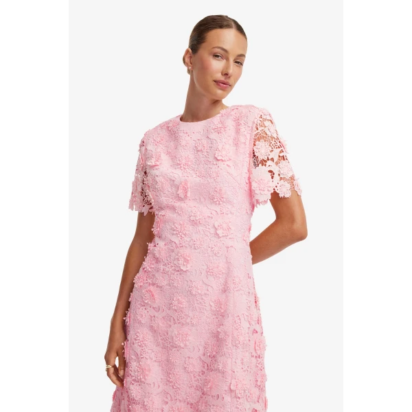 Leo Lin Caroline Lace Short Sleeves Midi Dress  - Leo Lin Dress - Australian Luxury Fashion - Shop at Luxury Shoes 