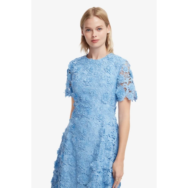 Leo Lin Caroline Lace Short Sleeves Midi Dress  - Leo Lin Dress - Australian Luxury Fashion - Shop at Luxury Shoes 