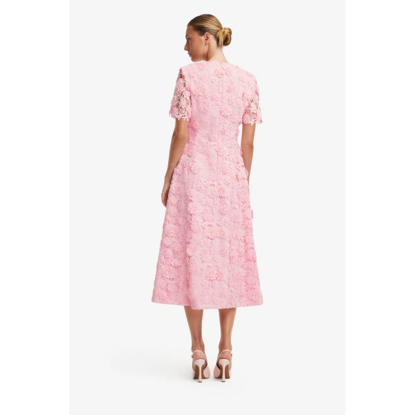 Leo Lin Caroline Lace Short Sleeves Midi Dress  - Leo Lin Dress - Australian Luxury Fashion - Shop at Luxury Shoes 