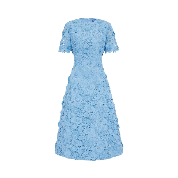 Leo Lin Caroline Lace Short Sleeves Midi Dress  - Leo Lin Dress - Australian Luxury Fashion - Shop at Luxury Shoes 