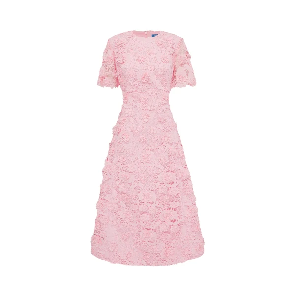 Leo Lin Caroline Lace Short Sleeves Midi Dress  - Leo Lin Dress - Australian Luxury Fashion - Shop at Luxury Shoes 