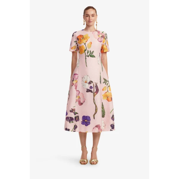 Leo Lin Caroline Short Sleeve Midi Dress  - Leo Lin Dress - Australian Luxury Fashion - Shop at Luxury Shoes 