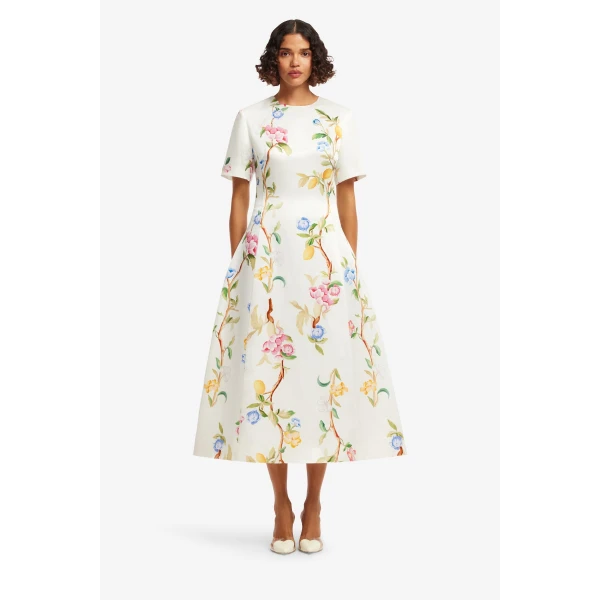 Leo Lin Caroline Short Sleeve Midi Dress  - Leo Lin Dress - Australian Luxury Fashion - Shop at Luxury Shoes 