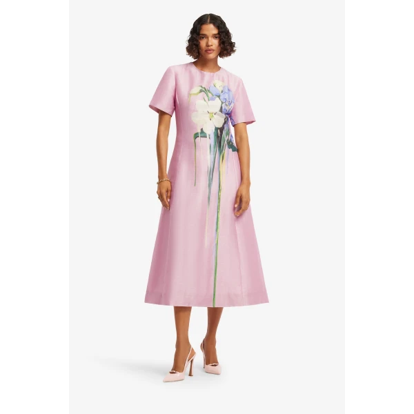 Leo Lin Caroline Short Sleeve Midi Dress  - Leo Lin Dress - Australian Luxury Fashion - Shop at Luxury Shoes 
