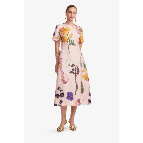 Leo Lin Caroline Short Sleeve Midi Dress  - Leo Lin Dress - Australian Luxury Fashion - Shop at Luxury Shoes 