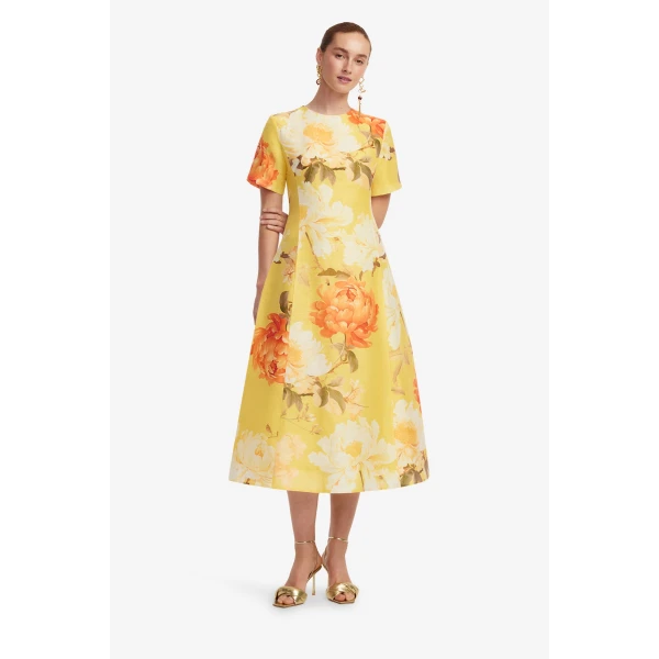 Leo Lin Caroline Short Sleeve Midi Dress  - Leo Lin Dress - Australian Luxury Fashion - Shop at Luxury Shoes 