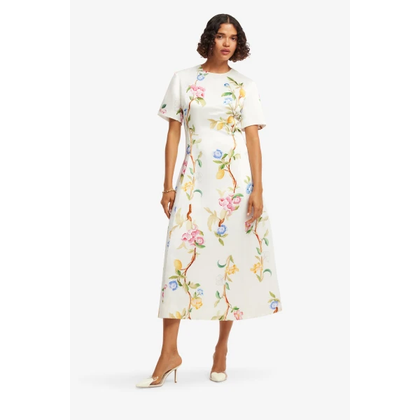 Leo Lin Caroline Short Sleeve Midi Dress  - Leo Lin Dress - Australian Luxury Fashion - Shop at Luxury Shoes 