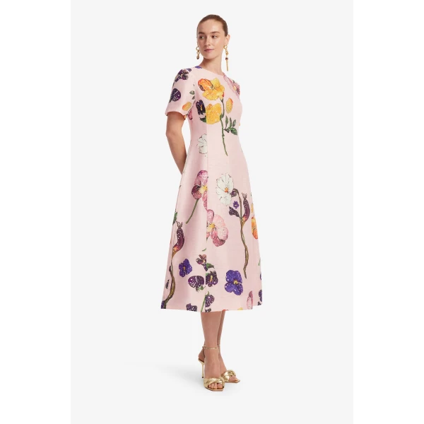 Leo Lin Caroline Short Sleeve Midi Dress  - Leo Lin Dress - Australian Luxury Fashion - Shop at Luxury Shoes 