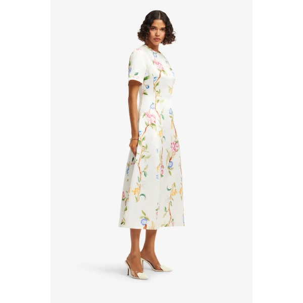 Leo Lin Caroline Short Sleeve Midi Dress  - Leo Lin Dress - Australian Luxury Fashion - Shop at Luxury Shoes 