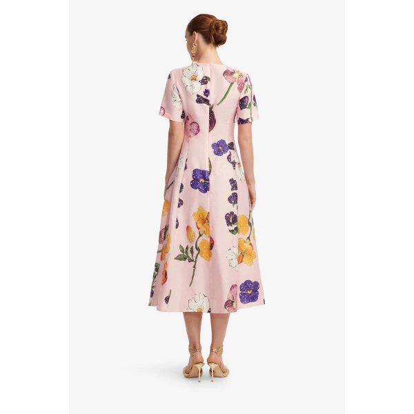 Leo Lin Caroline Short Sleeve Midi Dress  - Leo Lin Dress - Australian Luxury Fashion - Shop at Luxury Shoes 