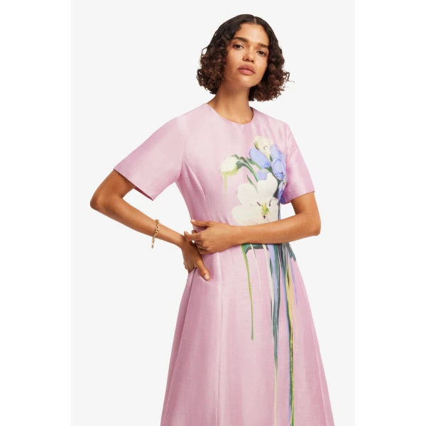 Leo Lin Caroline Short Sleeve Midi Dress  - Leo Lin Dress - Australian Luxury Fashion - Shop at Luxury Shoes 