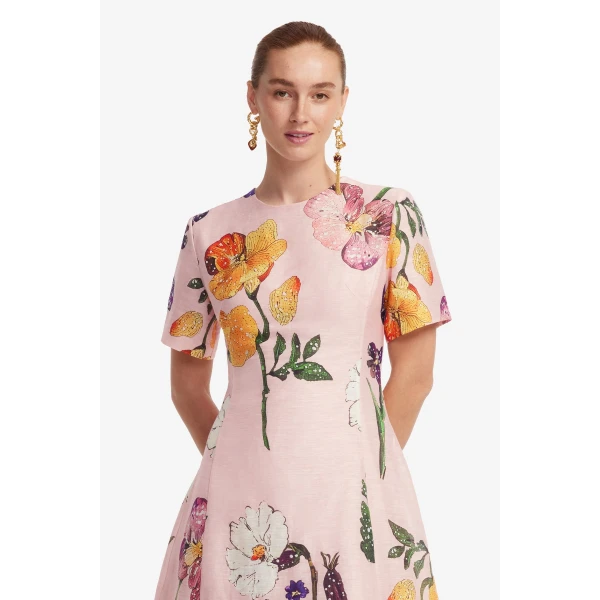 Leo Lin Caroline Short Sleeve Midi Dress  - Leo Lin Dress - Australian Luxury Fashion - Shop at Luxury Shoes 