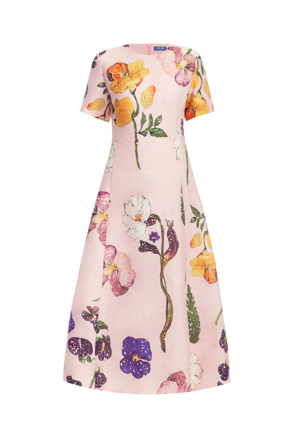 Leo-Lin-Caroline-Short-Sleeve-Midi-Dress-735005_nobg Leo Lin Caroline Short Sleeve Midi Dress - Leo Lin Dress - Australian Luxury Fashion - Shop at Luxury Shoes