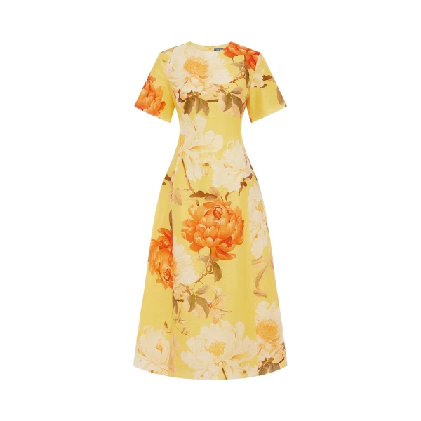 Leo Lin Caroline Short Sleeve Midi Dress  - Leo Lin Dress - Australian Luxury Fashion - Shop at Luxury Shoes 