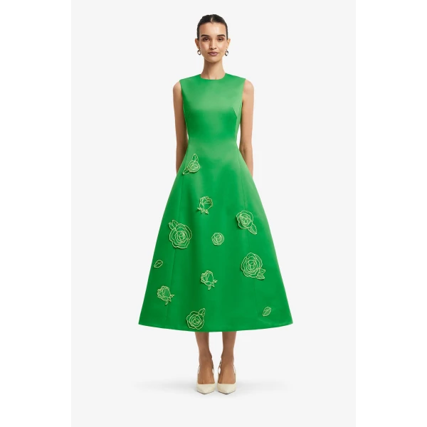 Leo Lin Cleo Appliqué Sleeveless Midi Dress  - Leo Lin Dress - Australian Luxury Fashion - Shop at Luxury Shoes 