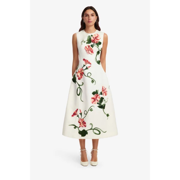 Leo Lin Cleo Appliqué Sleeveless Midi Dress  - Leo Lin Dress - Australian Luxury Fashion - Shop at Luxury Shoes 