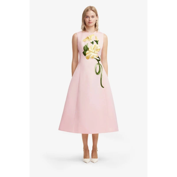Leo Lin Cleo Appliqué Sleeveless Midi Dress  - Leo Lin Dress - Australian Luxury Fashion - Shop at Luxury Shoes 