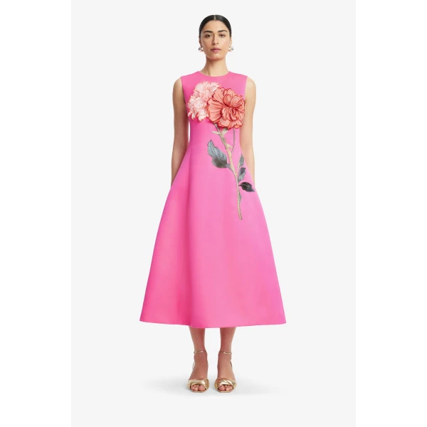 Leo Lin Cleo Appliqué Sleeveless Midi Dress  - Leo Lin Dress - Australian Luxury Fashion - Shop at Luxury Shoes 