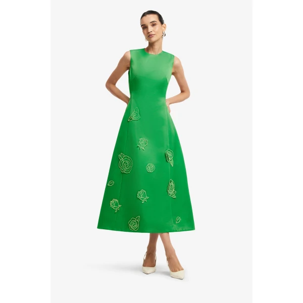 Leo Lin Cleo Appliqué Sleeveless Midi Dress  - Leo Lin Dress - Australian Luxury Fashion - Shop at Luxury Shoes 