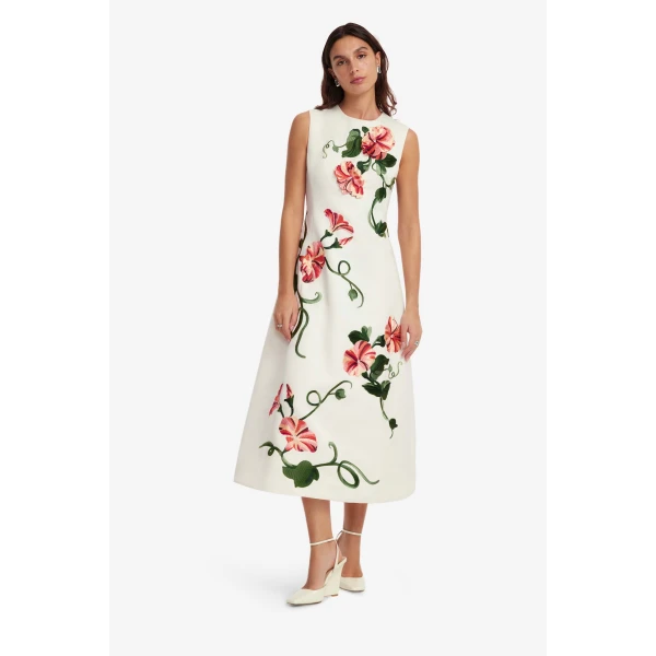 Leo Lin Cleo Appliqué Sleeveless Midi Dress  - Leo Lin Dress - Australian Luxury Fashion - Shop at Luxury Shoes 