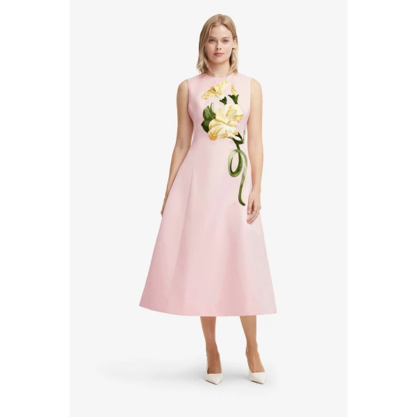 Leo Lin Cleo Appliqué Sleeveless Midi Dress  - Leo Lin Dress - Australian Luxury Fashion - Shop at Luxury Shoes 