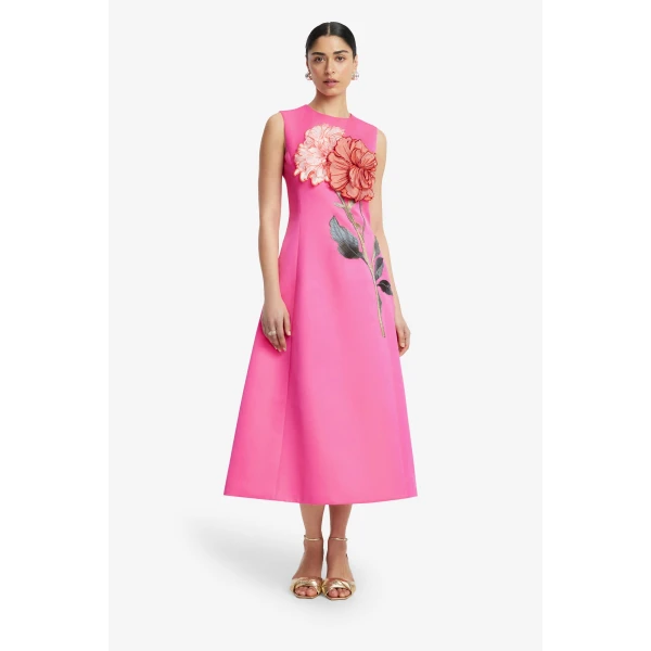 Leo Lin Cleo Appliqué Sleeveless Midi Dress  - Leo Lin Dress - Australian Luxury Fashion - Shop at Luxury Shoes 