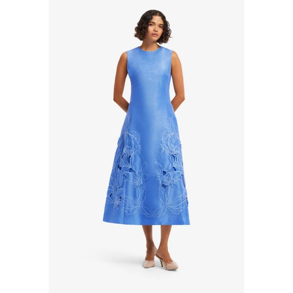 Leo Lin Cleo Appliqué Sleeveless Midi Dress  - Leo Lin Dress - Australian Luxury Fashion - Shop at Luxury Shoes 