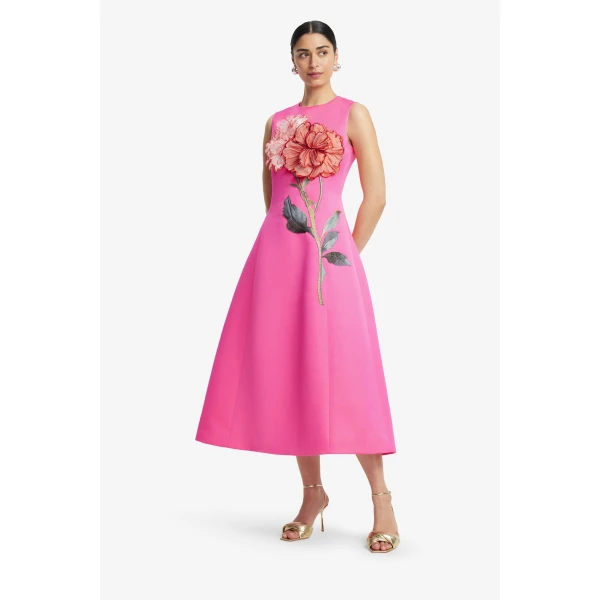 Leo Lin Cleo Appliqué Sleeveless Midi Dress  - Leo Lin Dress - Australian Luxury Fashion - Shop at Luxury Shoes 