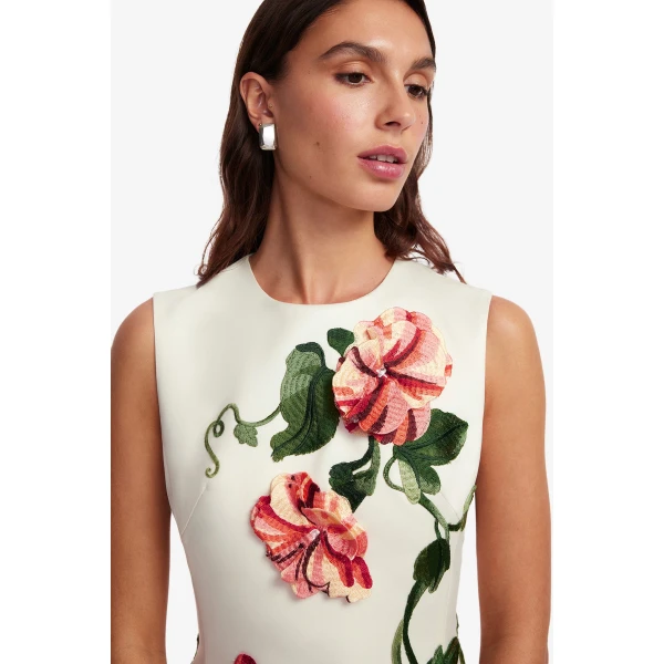 Leo Lin Cleo Appliqué Sleeveless Midi Dress  - Leo Lin Dress - Australian Luxury Fashion - Shop at Luxury Shoes 