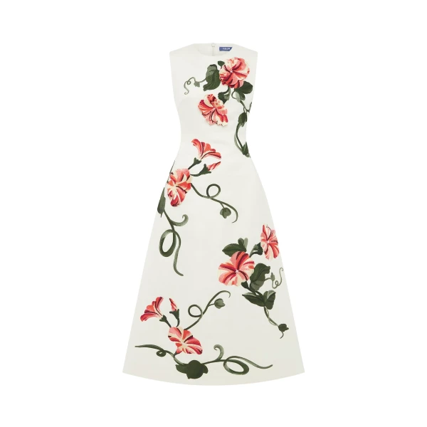 Leo Lin Cleo Appliqué Sleeveless Midi Dress  - Leo Lin Dress - Australian Luxury Fashion - Shop at Luxury Shoes 