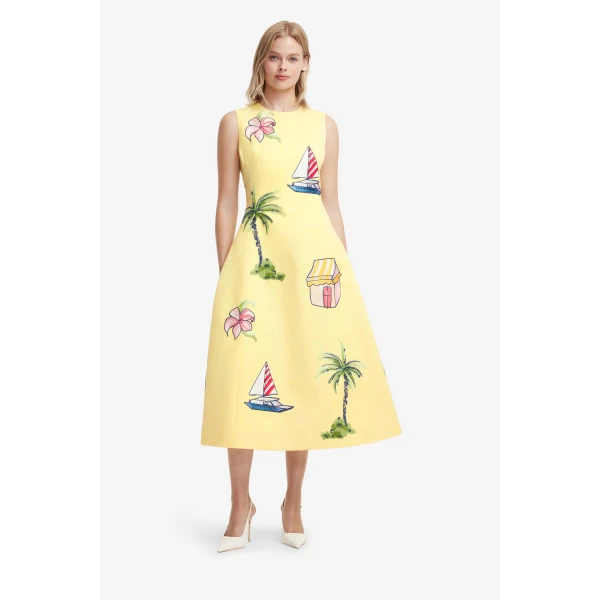 Leo Lin Cleo Embroidered Sleeveless Midi Dress  - Leo Lin Dress - Australian Luxury Fashion - Shop at Luxury Shoes 