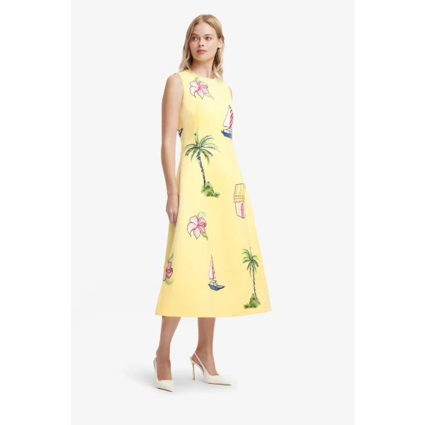 Leo Lin Cleo Embroidered Sleeveless Midi Dress  - Leo Lin Dress - Australian Luxury Fashion - Shop at Luxury Shoes 