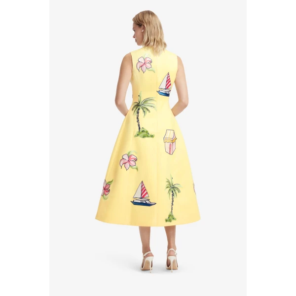 Leo Lin Cleo Embroidered Sleeveless Midi Dress  - Leo Lin Dress - Australian Luxury Fashion - Shop at Luxury Shoes 