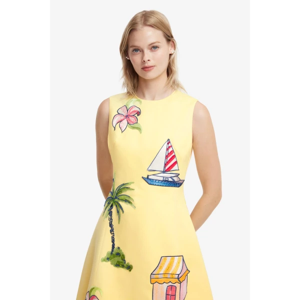 Leo Lin Cleo Embroidered Sleeveless Midi Dress  - Leo Lin Dress - Australian Luxury Fashion - Shop at Luxury Shoes 