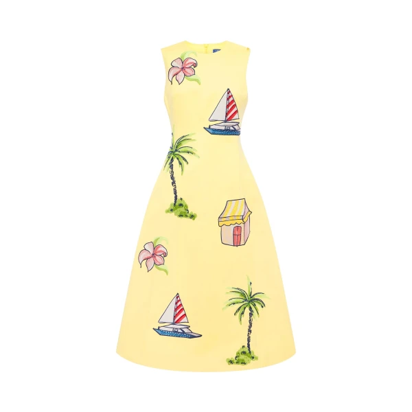 Leo Lin Cleo Embroidered Sleeveless Midi Dress  - Leo Lin Dress - Australian Luxury Fashion - Shop at Luxury Shoes 