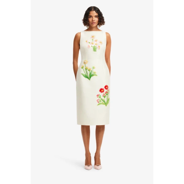 Leo Lin Eleanor Embellished Wool Midi Dress  - Leo Lin Dress - Australian Luxury Fashion - Shop at Luxury Shoes 