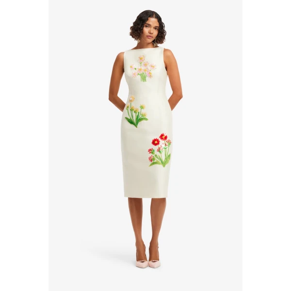Leo Lin Eleanor Embellished Wool Midi Dress  - Leo Lin Dress - Australian Luxury Fashion - Shop at Luxury Shoes 