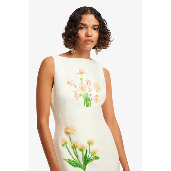 Leo Lin Eleanor Embellished Wool Midi Dress  - Leo Lin Dress - Australian Luxury Fashion - Shop at Luxury Shoes 