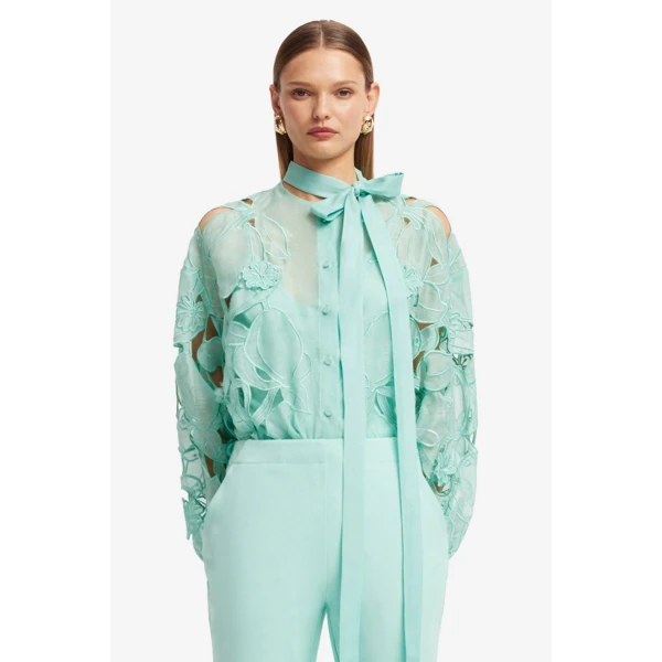 Leo Lin Elle Appliqué Blouse  - Leo Lin Dress - Australian Luxury Fashion - Shop at Luxury Shoes 