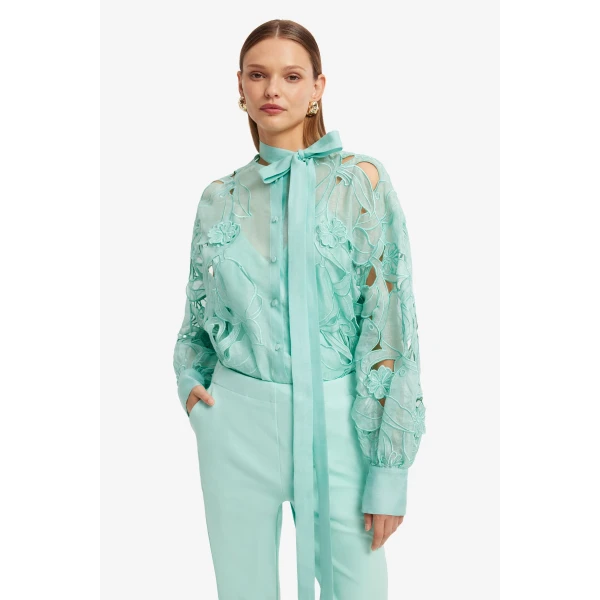 Leo Lin Elle Appliqué Blouse  - Leo Lin Dress - Australian Luxury Fashion - Shop at Luxury Shoes 