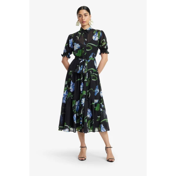 Leo Lin Ellie Bishop Sleeve Midi Dress  - Leo Lin Dress - Australian Luxury Fashion - Shop at Luxury Shoes 
