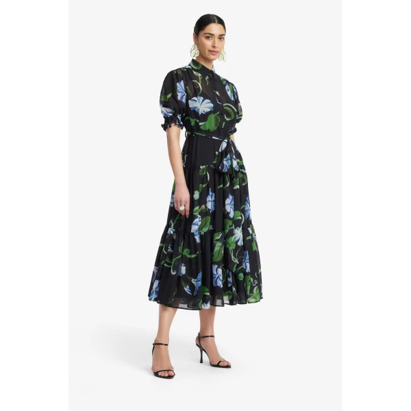 Leo Lin Ellie Bishop Sleeve Midi Dress  - Leo Lin Dress - Australian Luxury Fashion - Shop at Luxury Shoes 