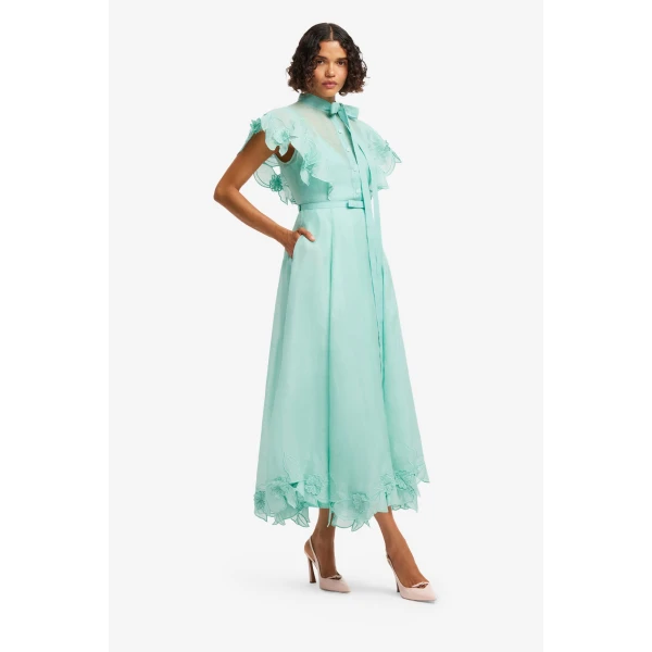 Leo Lin Elsie Appliqué Flutter Sleeve Maxi Dress  - Leo Lin Dress - Australian Luxury Fashion - Shop at Luxury Shoes 