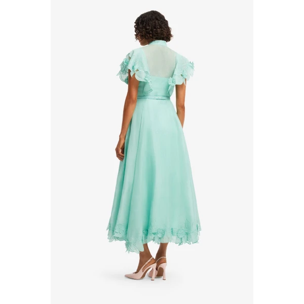 Leo Lin Elsie Appliqué Flutter Sleeve Maxi Dress  - Leo Lin Dress - Australian Luxury Fashion - Shop at Luxury Shoes 