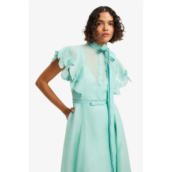 Leo Lin Elsie Appliqué Flutter Sleeve Maxi Dress  - Leo Lin Dress - Australian Luxury Fashion - Shop at Luxury Shoes 